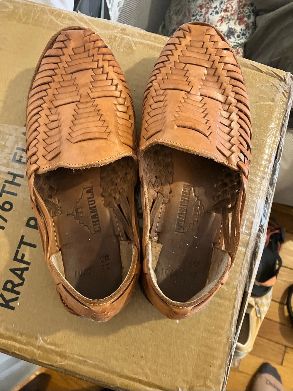 Chamula Handwoven Leather Slip-On Huarache - Tan